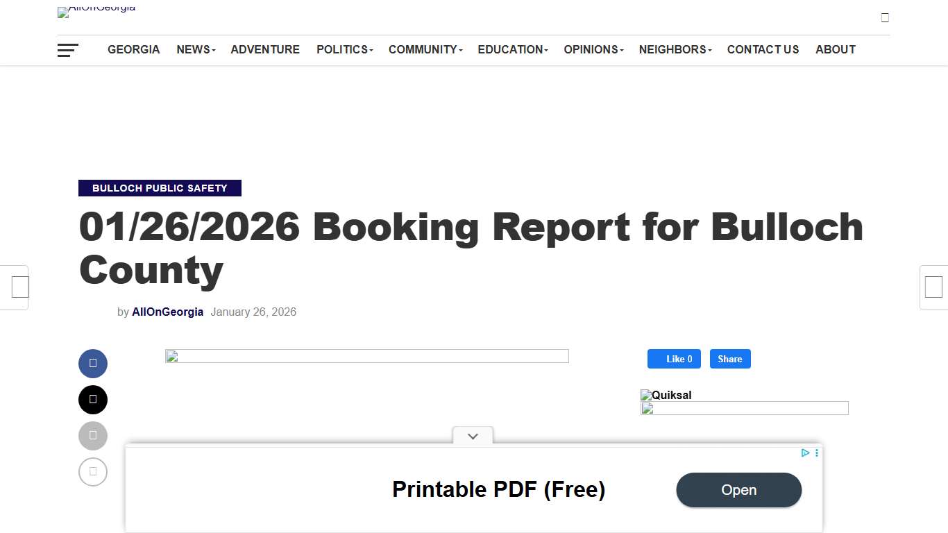 01/26/2026 Booking Report for Bulloch County - Page 13 of 13 - AllOnGeorgia