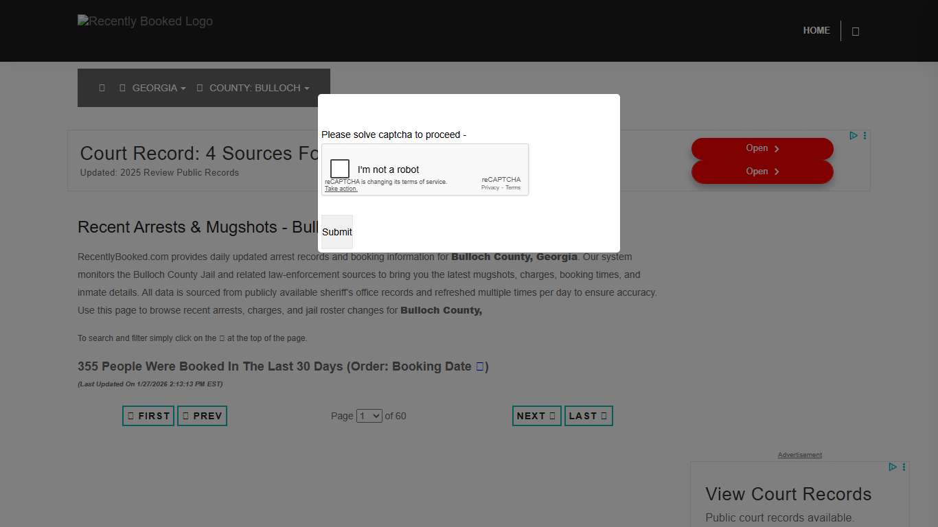 Bulloch County, Georgia Mugshots RecentlyBooked.com