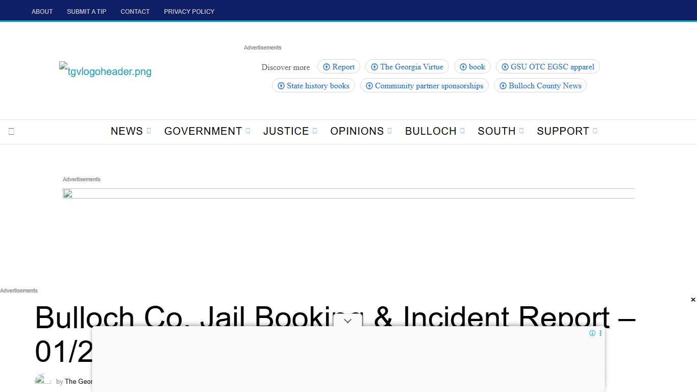 Bulloch Co. Jail Booking & Incident Report – 01/23/26 • The Georgia Virtue